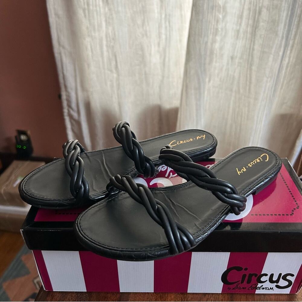 Circus by Sam Edelman Cybil Black Braided Slide Sandals Slip On Size 8